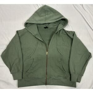 J.Crew Green Zip Up Hoodie Relaxed Oversized Sweatshirt Women’s Size S